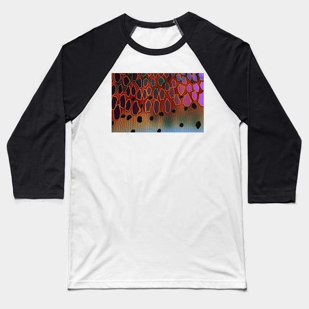Rainbow Trout Texture Baseball T-Shirt by MikaelJenei